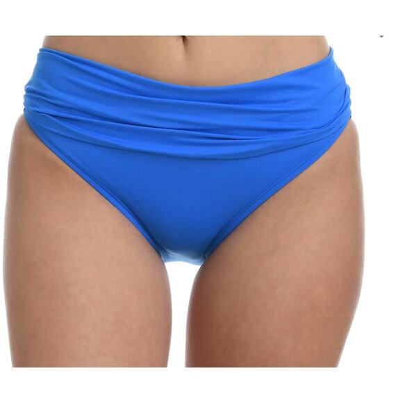 La Blanca Island Goddess Shirred Band Hipster Capri Blue Swim Bottom 6 NWT - Picture 1 of 2